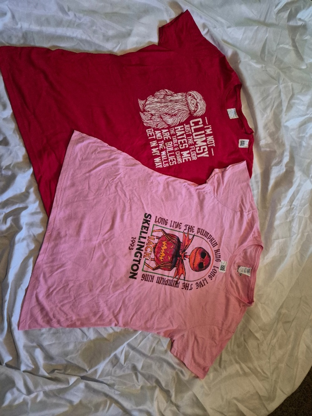 2 Pink and Red Graphic Tees